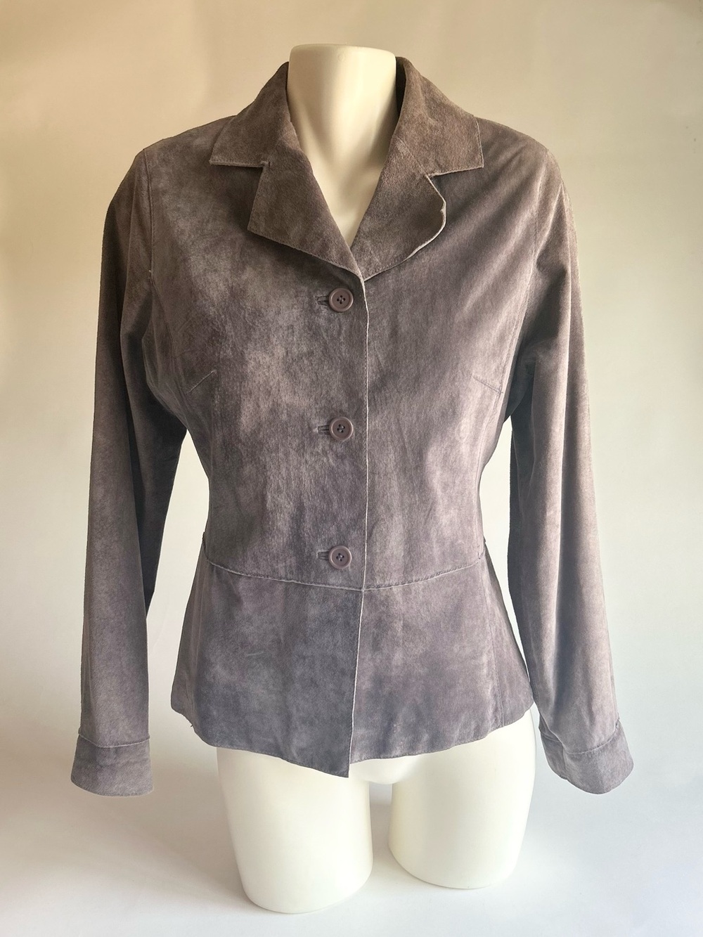 Brandon Thomas Grey Suede Genuine Leather Classic Blazer Jacket size S